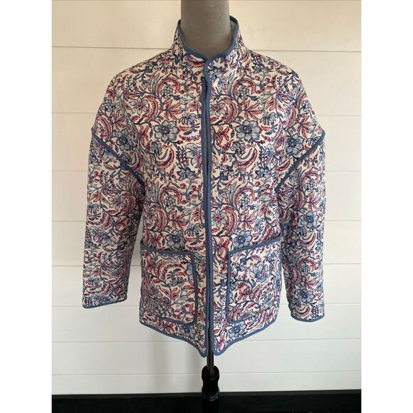 Quilted Floral Print Women's Jacket 7 FOR ALL MANKIND w/Pockets / Size Medium /0 - Picture 3 of 12